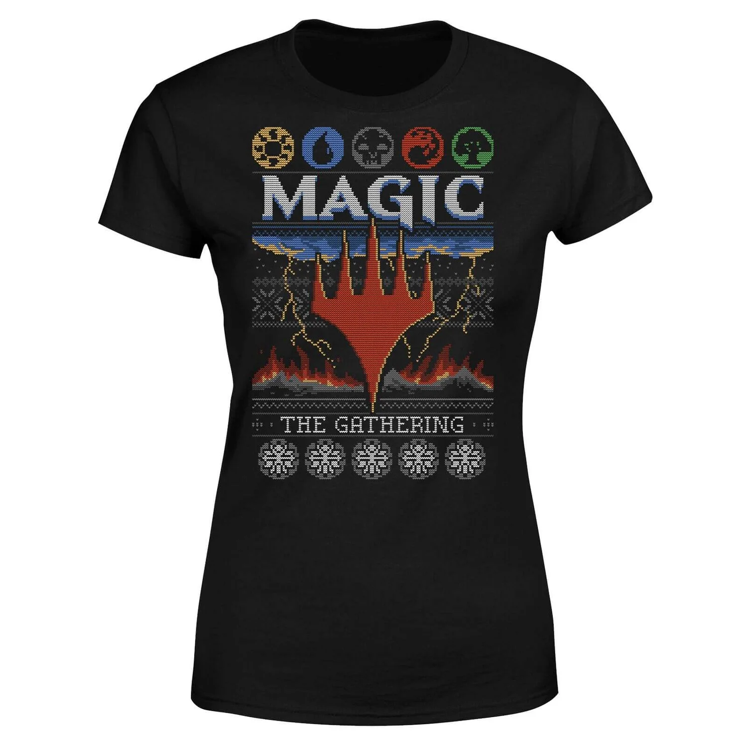 Magic The Gathering Colours Of Magic Knit Women's Christmas T-Shirt - Black 7 Magic The Gathering Colours Of Magic Knit Women's Christmas T-Shirt - Black - Image 5