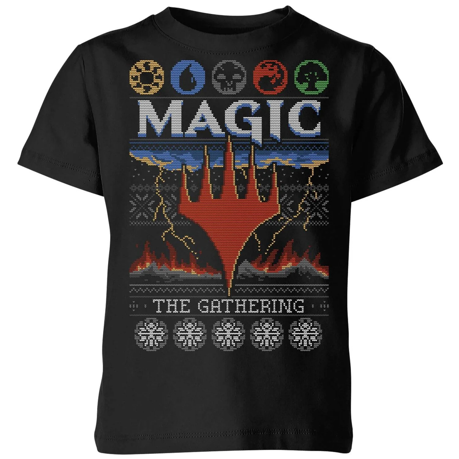 Magic The Gathering Colours Of Magic Knit Kids' Christmas T-Shirt - Black 3 Magic The Gathering Colours Of Magic Knit Kids' Christmas T-Shirt - Black