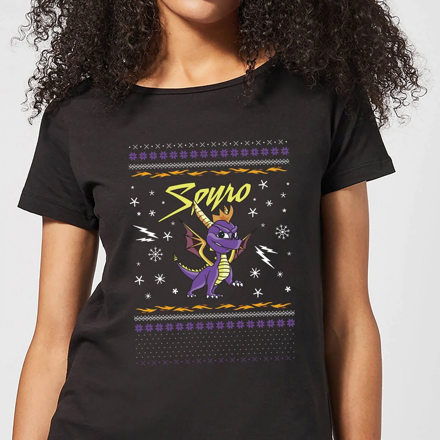 Spyro Knit Women's Christmas T-Shirt - Black 3 Spyro Knit Women's Christmas T-Shirt - Black
