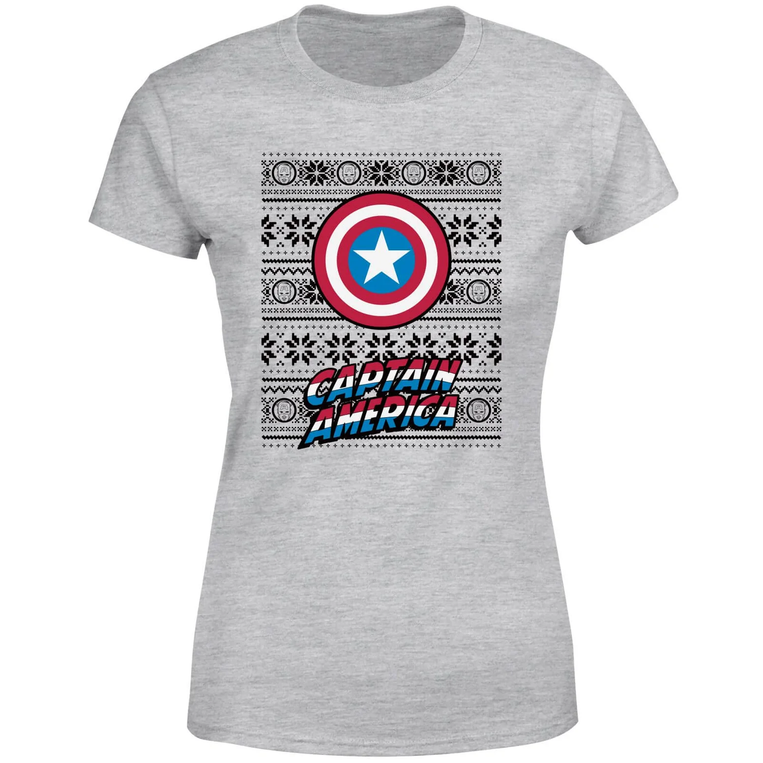 Marvel Captain America Women's Christmas T-Shirt - Grey 7 Marvel Captain America Women's Christmas T-Shirt - Grey - Image 5