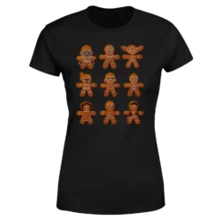 Star Wars Gingerbread Characters Women's Christmas T-Shirt - Black -Cheap Christmas Franchises Store 11963199 5244627062702303