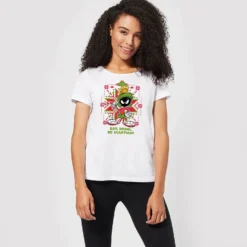 Looney Tunes Eat Drink Be Martian Women's Christmas T-Shirt - White -Cheap Christmas Franchises Store 11963223 4544627063986660