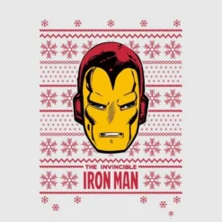 Marvel Iron Man Face Women's Christmas T-Shirt - Grey -Cheap Christmas Franchises Store 11963243 6654627064960868