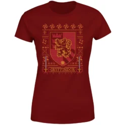 Harry Potter Gryffindor Crest Women's Christmas T-Shirt - Burgundy -Cheap Christmas Franchises Store 11963253 1504627065825417