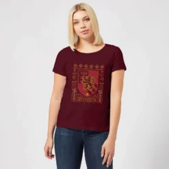 Harry Potter Gryffindor Crest Women's Christmas T-Shirt - Burgundy -Cheap Christmas Franchises Store 11963253 1604627065609555