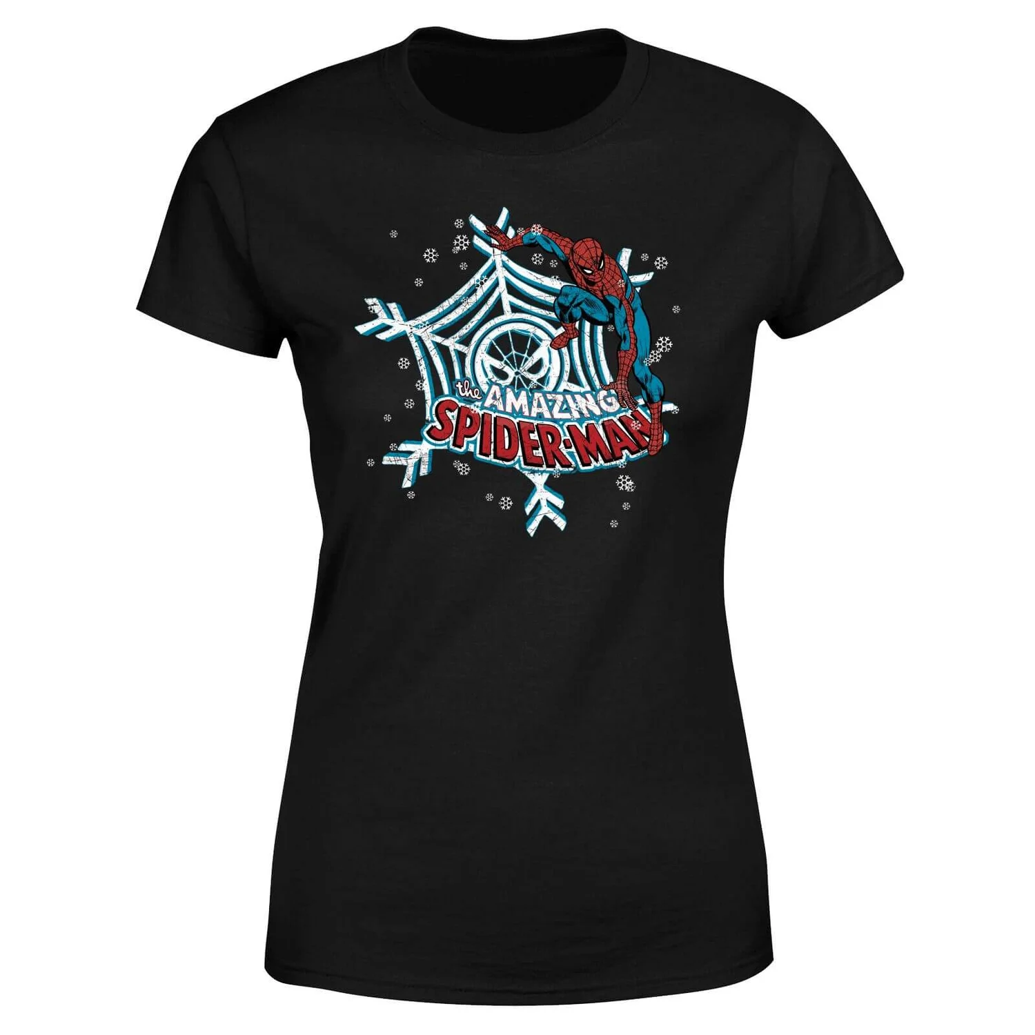 Marvel The Amazing Spider-Man Snowflake Web Women's Christmas T-Shirt - Black 7 Marvel The Amazing Spider-Man Snowflake Web Women's Christmas T-Shirt - Black - Image 5