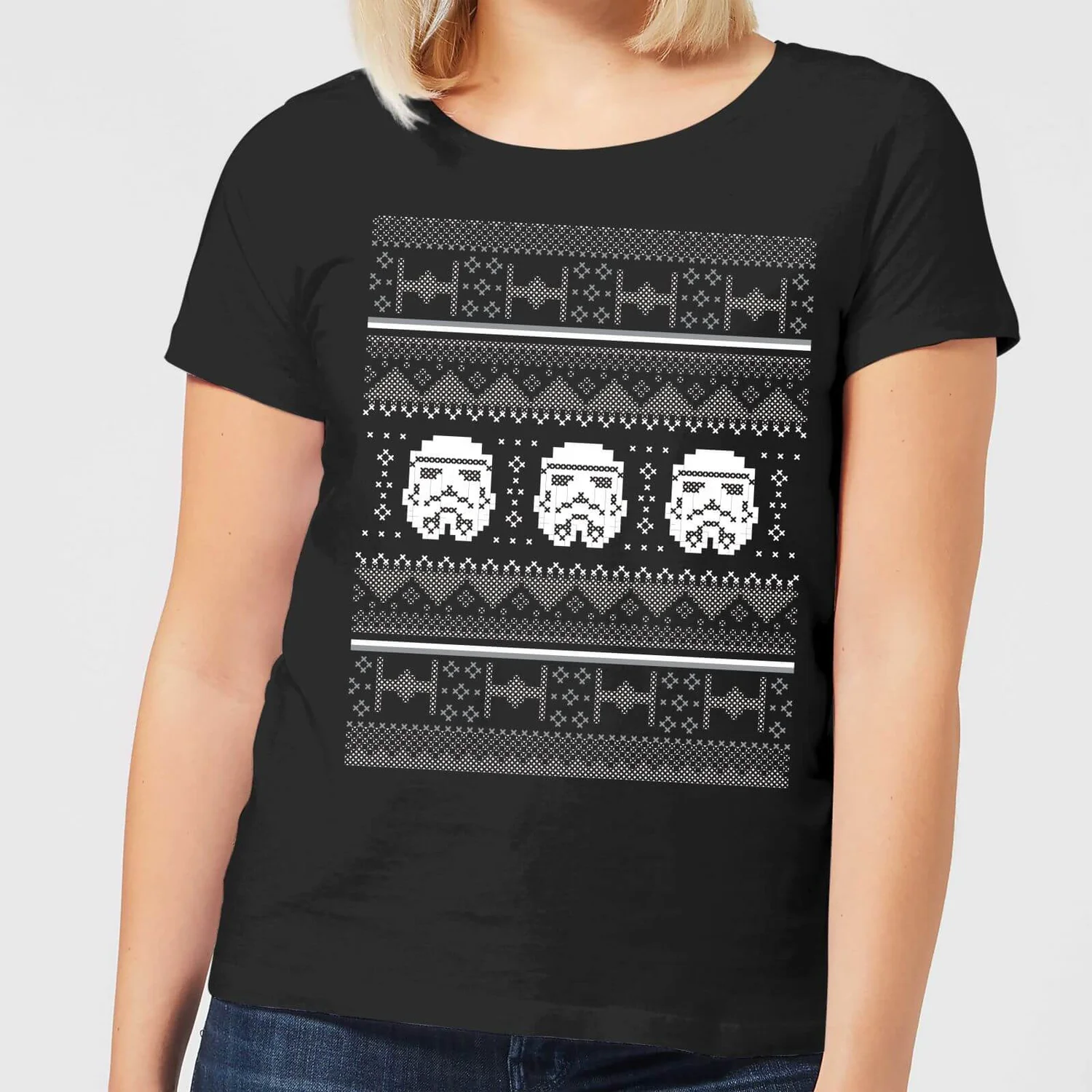 Star Wars Stormtrooper Knit Women's Christmas T-Shirt - Black 3 Star Wars Stormtrooper Knit Women's Christmas T-Shirt - Black