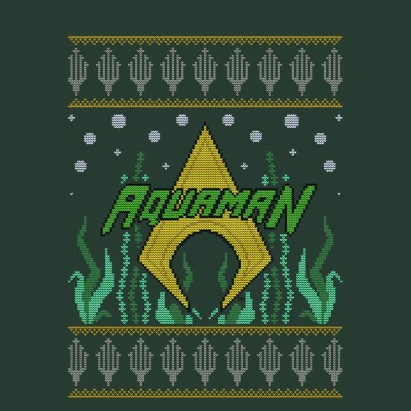 DC COMICS DC Aquaman Knit Women's Christmas T-Shirt - Forest Green 4 DC COMICS DC Aquaman Knit Women's Christmas T-Shirt - Forest Green - Image 2