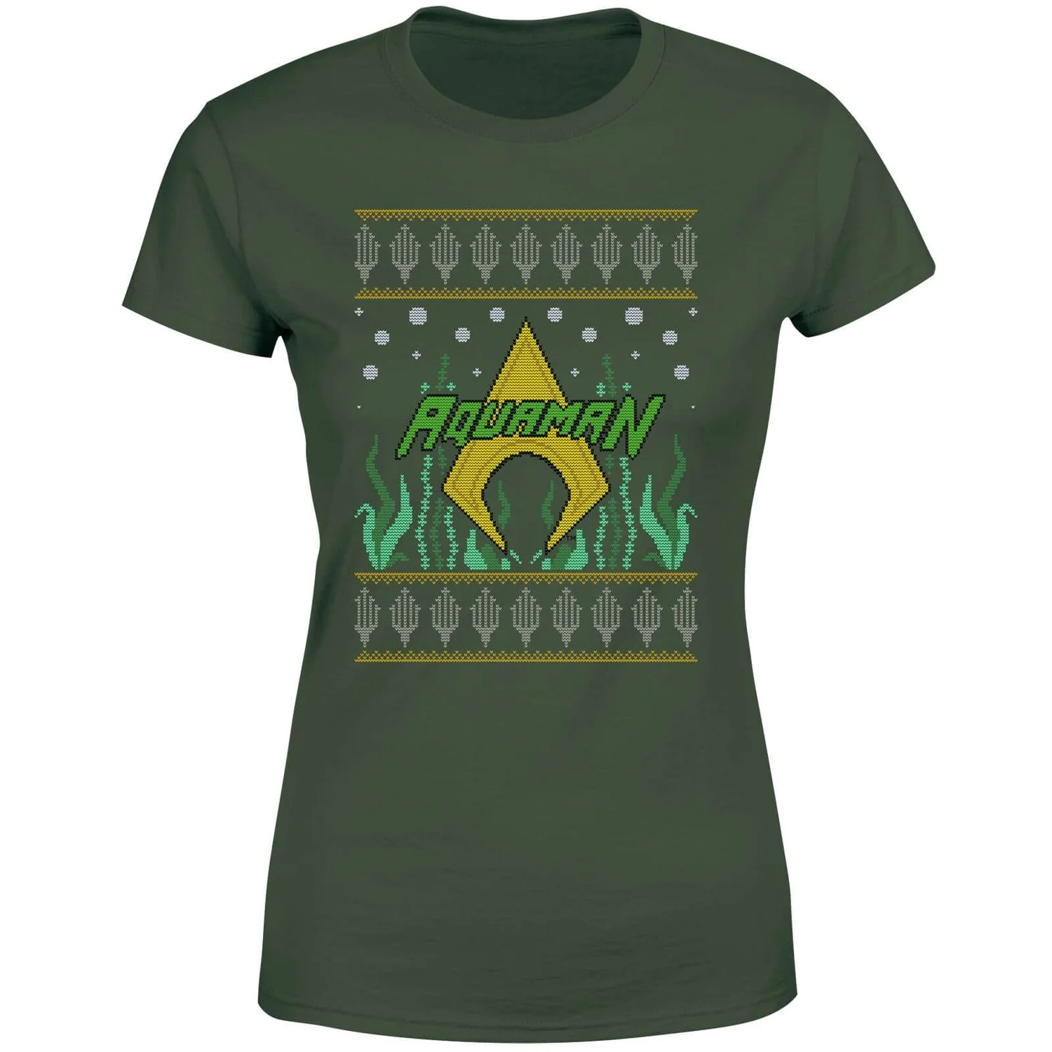 DC COMICS DC Aquaman Knit Women's Christmas T-Shirt - Forest Green 7 DC COMICS DC Aquaman Knit Women's Christmas T-Shirt - Forest Green - Image 5