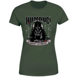 Star Wars Darth Vader Humbug Women's Christmas T-Shirt - Forest Green -Cheap Christmas Franchises Store 11963375 8094627072504731
