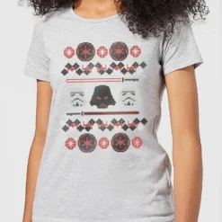 Star Wars Empire Knit Women's Christmas T-Shirt - Grey