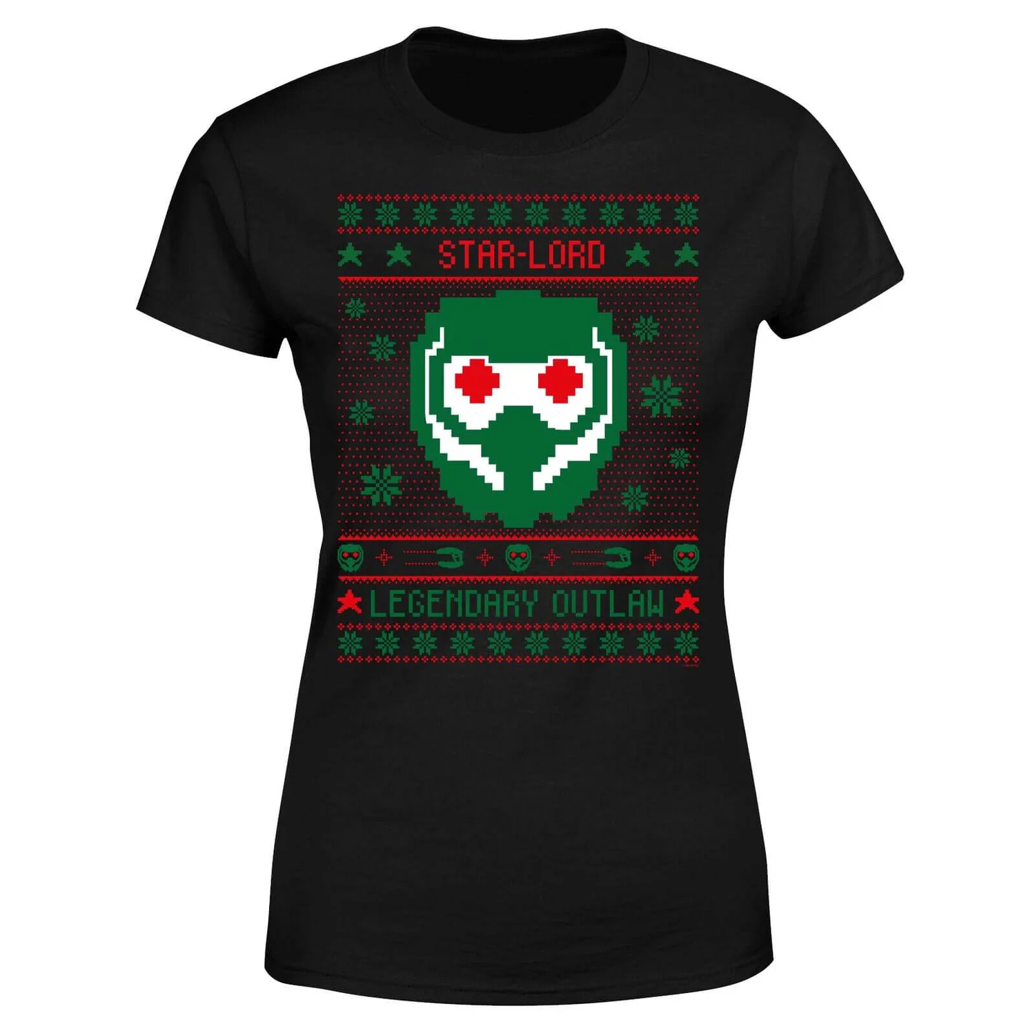 Marvel Guardians Of The Galaxy Star-Lord Pattern Women's Christmas T-Shirt - Black 7 Marvel Guardians Of The Galaxy Star-Lord Pattern Women's Christmas T-Shirt - Black - Image 5