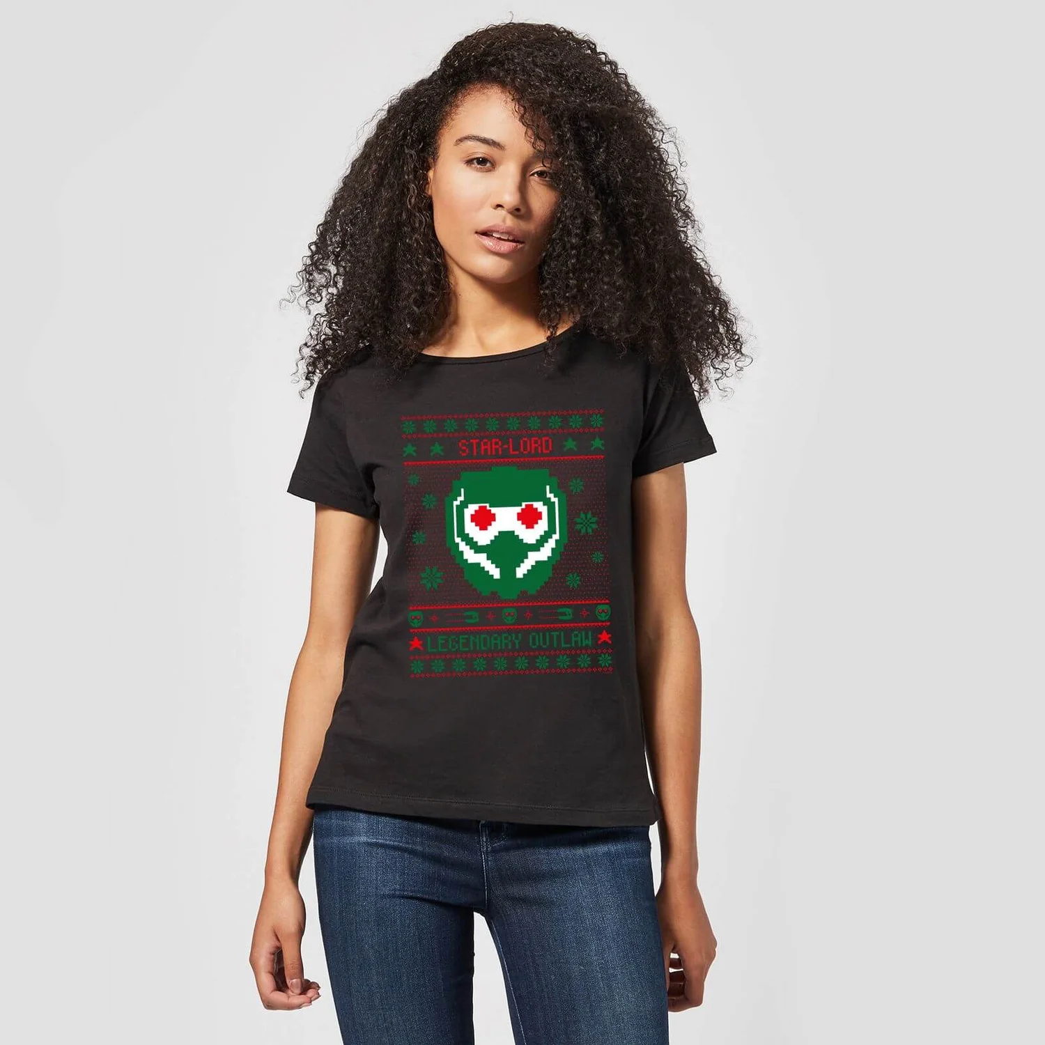 Marvel Guardians Of The Galaxy Star-Lord Pattern Women's Christmas T-Shirt - Black 5 Marvel Guardians Of The Galaxy Star-Lord Pattern Women's Christmas T-Shirt - Black - Image 3