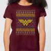 DC COMICS DC Wonder Woman Knit Women's Christmas T-Shirt - Burgundy -Cheap Christmas Franchises Store 11963412 5644627075516908