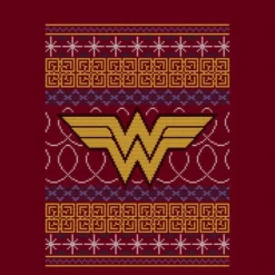 DC COMICS DC Wonder Woman Knit Women's Christmas T-Shirt - Burgundy -Cheap Christmas Franchises Store 11963412 5654627075738542