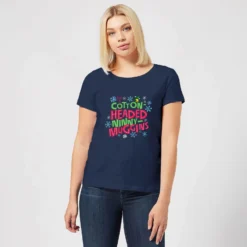 Elf Cotton-Headed Ninny-Muggins Women's Christmas T-Shirt - Navy -Cheap Christmas Franchises Store 11963467 1554627079391849