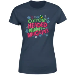 Elf Cotton-Headed Ninny-Muggins Women's Christmas T-Shirt - Navy -Cheap Christmas Franchises Store 11963467 1694627080362484