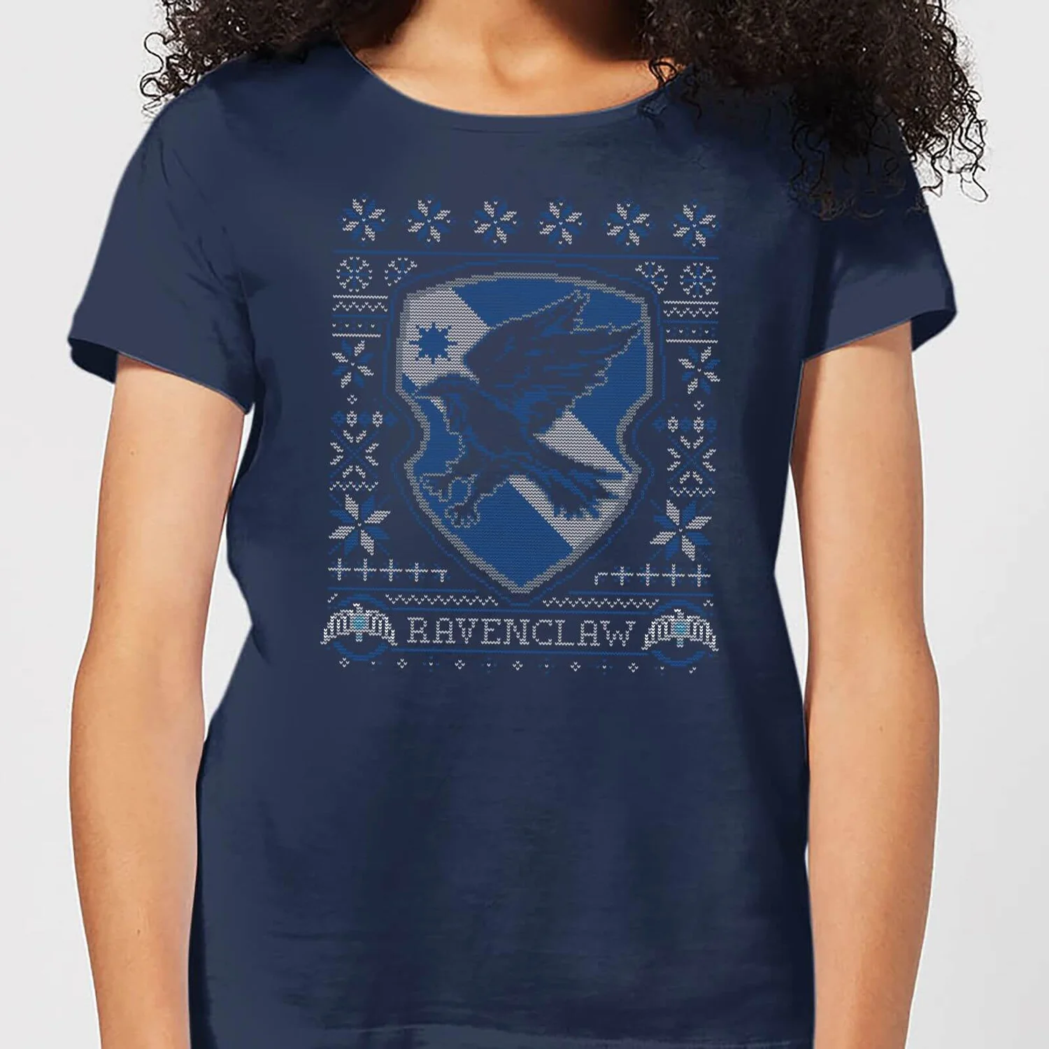 Harry Potter Ravenclaw Crest Women's Christmas T-Shirt - Navy 3 Harry Potter Ravenclaw Crest Women's Christmas T-Shirt - Navy