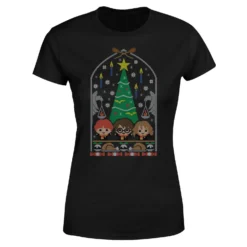 Harry Potter Hogwarts Tree Women's Christmas T-Shirt - Black -Cheap Christmas Franchises Store 11963519 1714627058574327