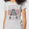 Star Wars Darth Vader Face Knit Women's Christmas T-Shirt - Grey -Cheap Christmas Franchises Store 11963529 1764627058626791