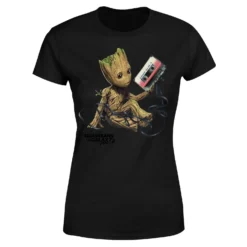 Marvel Guardians Of The Galaxy Groot Tape Women's Christmas T-Shirt - Black -Cheap Christmas Franchises Store 11963556 6524627059707640