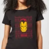 Marvel Iron Man Face Women's Christmas T-Shirt - Black -Cheap Christmas Franchises Store 11963566 1694627059773754