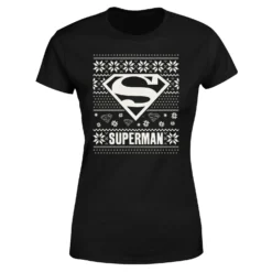 DC COMICS DC Superman Knit Pattern Women's Christmas T-Shirt - Black -Cheap Christmas Franchises Store 11963576 2544627058804136