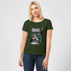 DC COMICS DC Superman Action Comics Women's Christmas T-Shirt - Forest Green -Cheap Christmas Franchises Store 11963593 4344627059283761