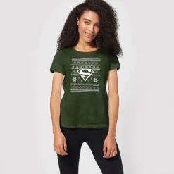 DC COMICS DC Superman Women's Christmas T-Shirt - Forest Green -Cheap Christmas Franchises Store 11963620 8344627060312383