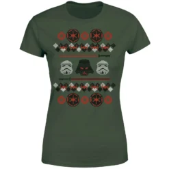 Star Wars Empire Knit Women's Christmas T-Shirt - Forest Green -Cheap Christmas Franchises Store 11963627 1994627060745346