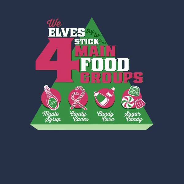 Elf Food Groups Women's Christmas T-Shirt - Navy 4 Elf Food Groups Women's Christmas T-Shirt - Navy - Image 2