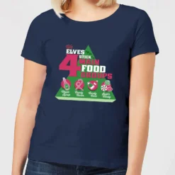Elf Food Groups Women's Christmas T-Shirt - Navy