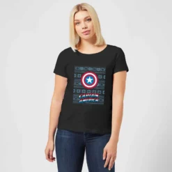 Marvel Captain America Women's Christmas T-Shirt - Black -Cheap Christmas Franchises Store 11963678 2044627062554328