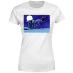 Star Wars AT-AT Darth Vader Sleigh Women's Christmas T-Shirt - White -Cheap Christmas Franchises Store 11963695 8774627063621878