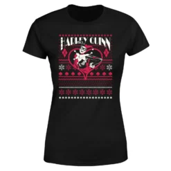DC COMICS DC Harley Quinn Women's Christmas T-Shirt - Black -Cheap Christmas Franchises Store 11963705 2214627064078055
