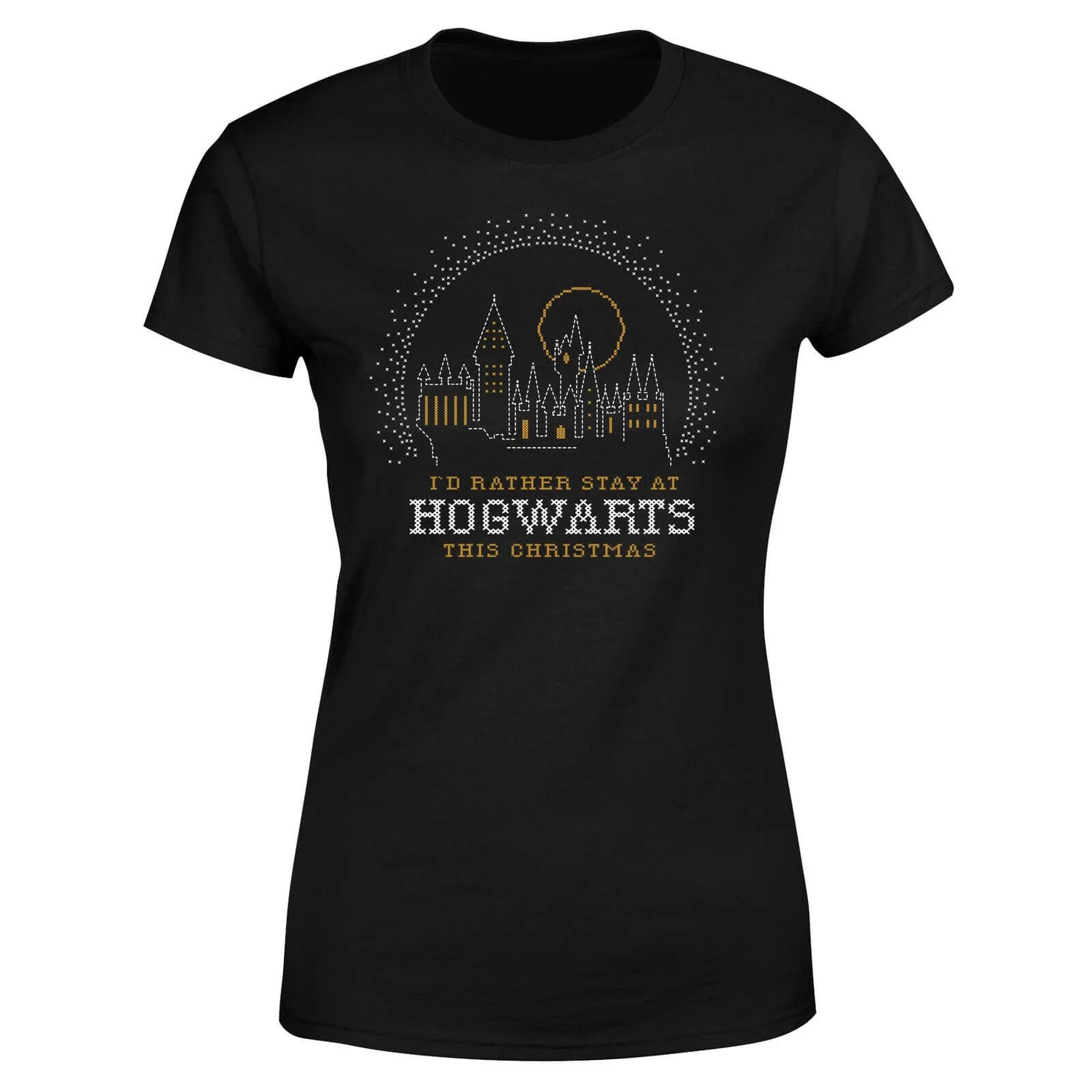 Harry Potter I'd Rather Stay At Hogwarts Women's Christmas T-Shirt - Black 7 Harry Potter I'd Rather Stay At Hogwarts Women's Christmas T-Shirt - Black - Image 5