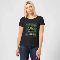 Marvel Hulk Punch Women's Christmas T-Shirt - Black -Cheap Christmas Franchises Store 11963735 9184627065707616