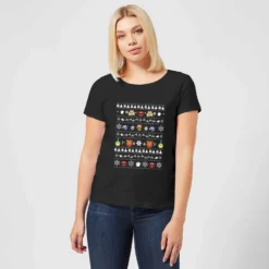 Disney Muppets Pattern Women's Christmas T-Shirt - Black -Cheap Christmas Franchises Store 11963775 1584627068054309