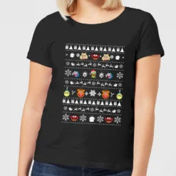 Disney Muppets Pattern Women's Christmas T-Shirt - Black