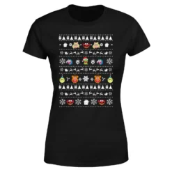 Disney Muppets Pattern Women's Christmas T-Shirt - Black -Cheap Christmas Franchises Store 11963775 3794627068181320