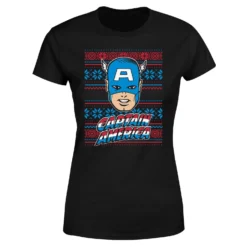 Marvel Captain America Face Women's Christmas T-Shirt - Black -Cheap Christmas Franchises Store 11963785 1194627068827349