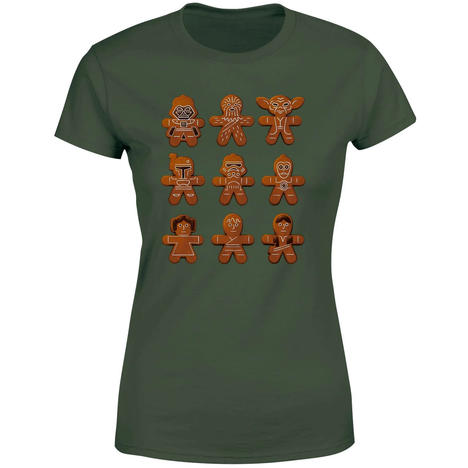 Star Wars Gingerbread Characters Women's Christmas T-Shirt - Forest Green 7 Star Wars Gingerbread Characters Women's Christmas T-Shirt - Forest Green - Image 5