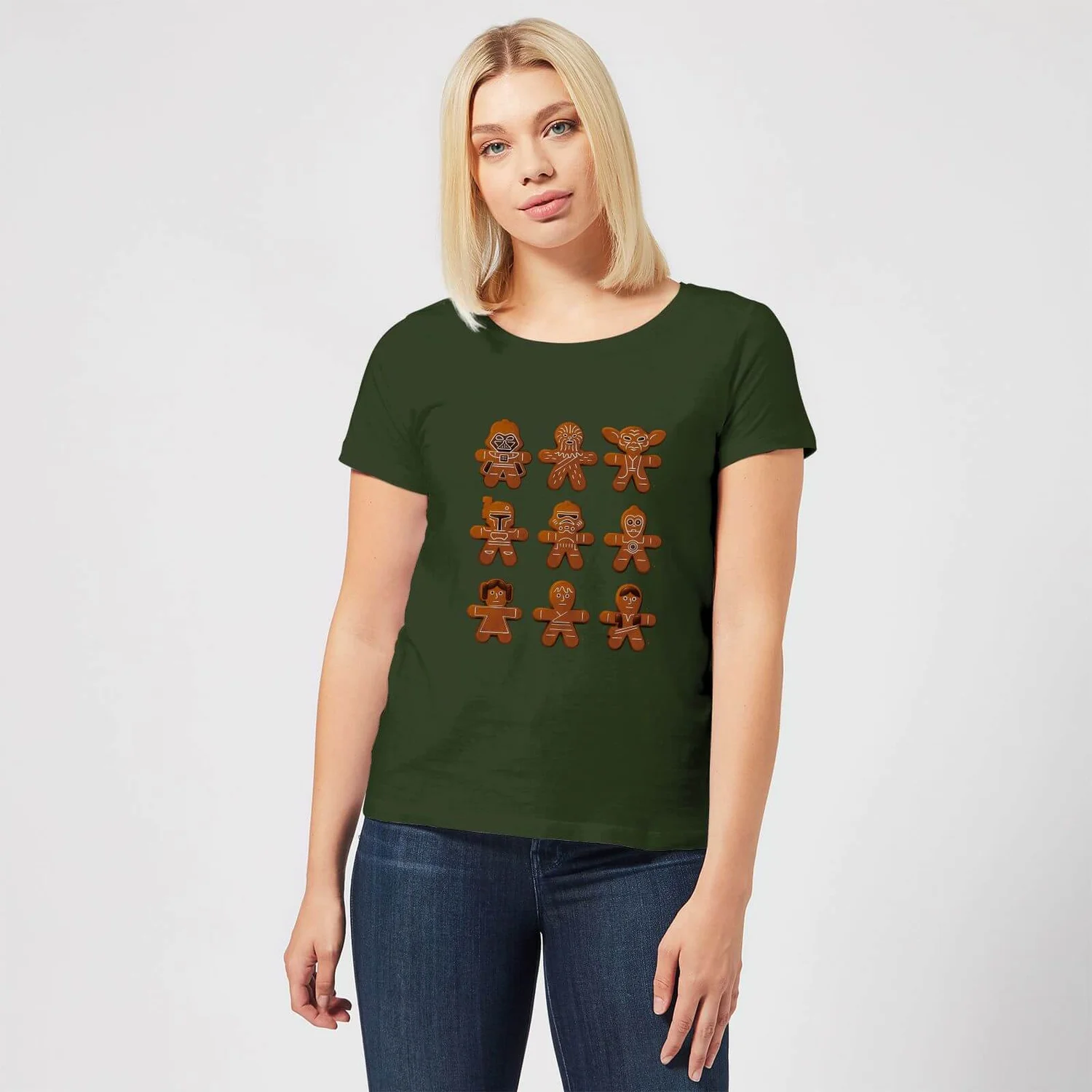 Star Wars Gingerbread Characters Women's Christmas T-Shirt - Forest Green 5 Star Wars Gingerbread Characters Women's Christmas T-Shirt - Forest Green - Image 3