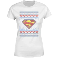 DC COMICS DC Supergirl Knit Women's Christmas T-Shirt - White -Cheap Christmas Franchises Store 11963927 7294627076991306