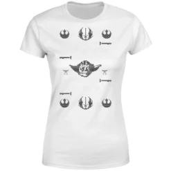 Star Wars Yoda Sabre Knit Women's Christmas T-Shirt - White -Cheap Christmas Franchises Store 11963947 8654627078666959
