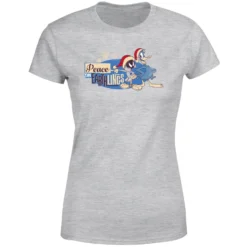 Looney Tunes Peace Among Earthlings Women's Christmas T-Shirt - Grey -Cheap Christmas Franchises Store 11963974 1564627081185402