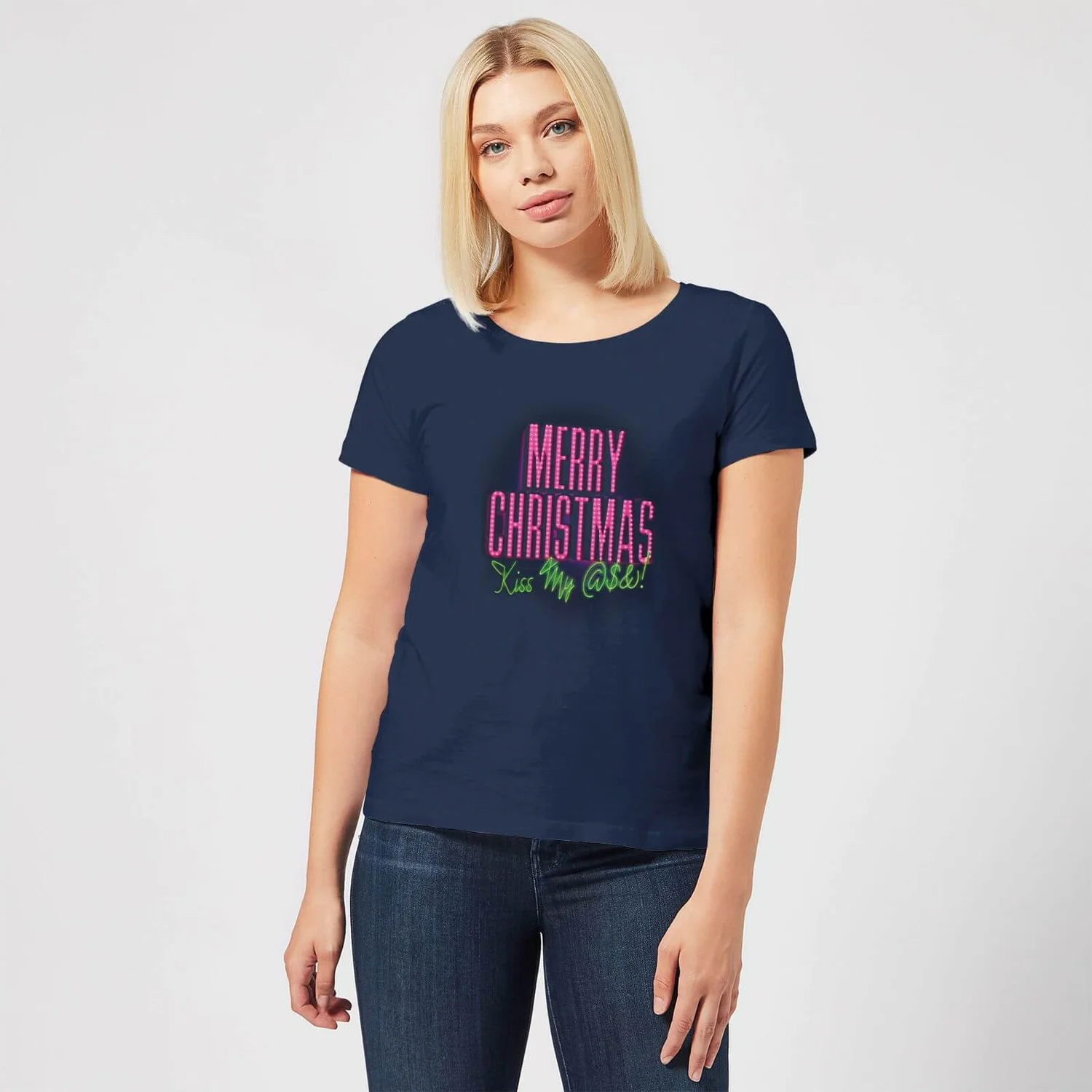 National Lampoon Merry Christmas (Kiss My @$$) Women's Christmas T-Shirt - Navy 5 National Lampoon Merry Christmas (Kiss My @$$) Women's Christmas T-Shirt - Navy - Image 3