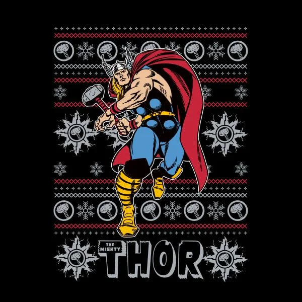 Marvel Thor Women's Christmas T-Shirt - Black 4 Marvel Thor Women's Christmas T-Shirt - Black - Image 2