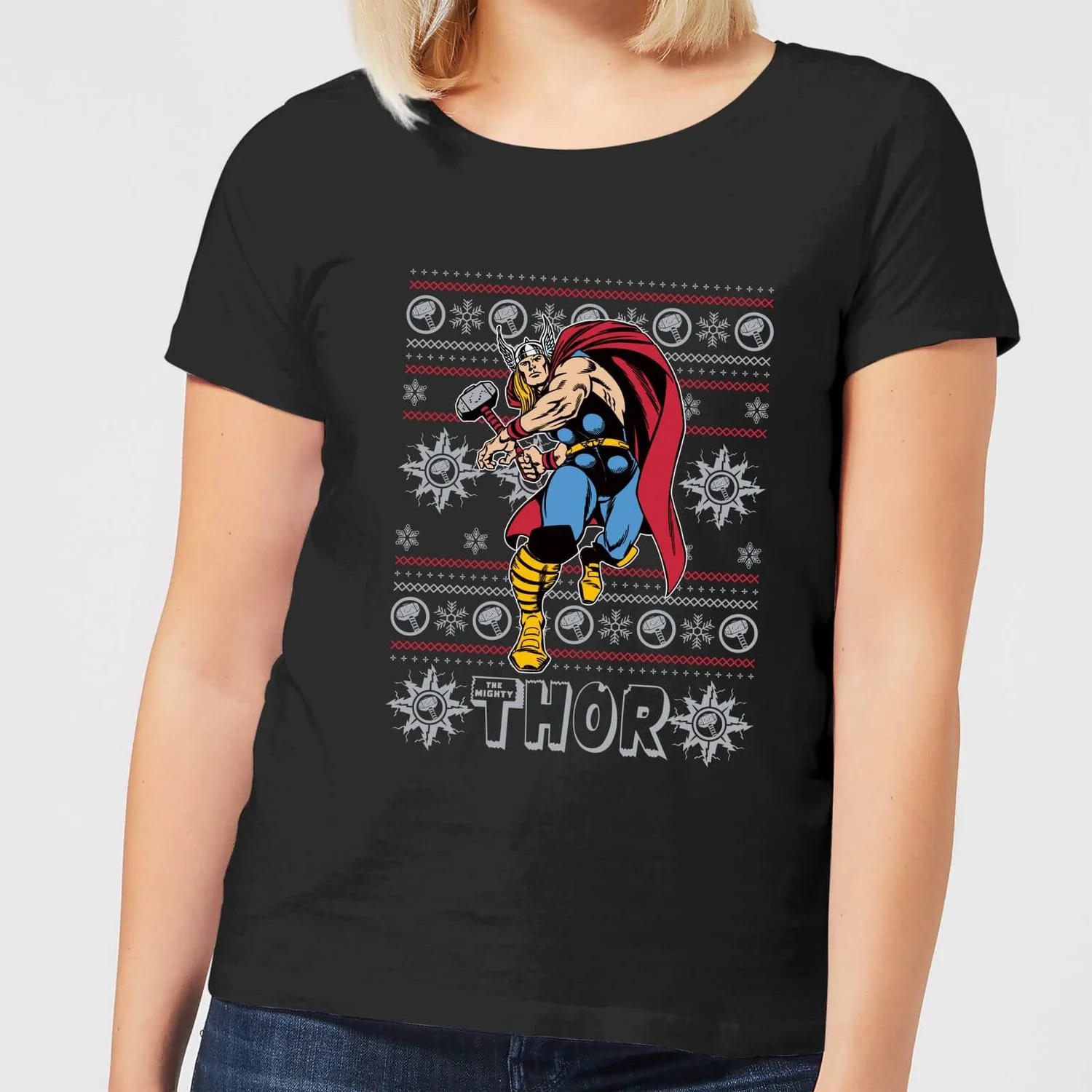 Marvel Thor Women's Christmas T-Shirt - Black 3 Marvel Thor Women's Christmas T-Shirt - Black