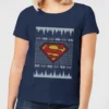 DC COMICS DC Superman Knit Women's Christmas T-Shirt - Navy -Cheap Christmas Franchises Store 11964093 1134627060402617